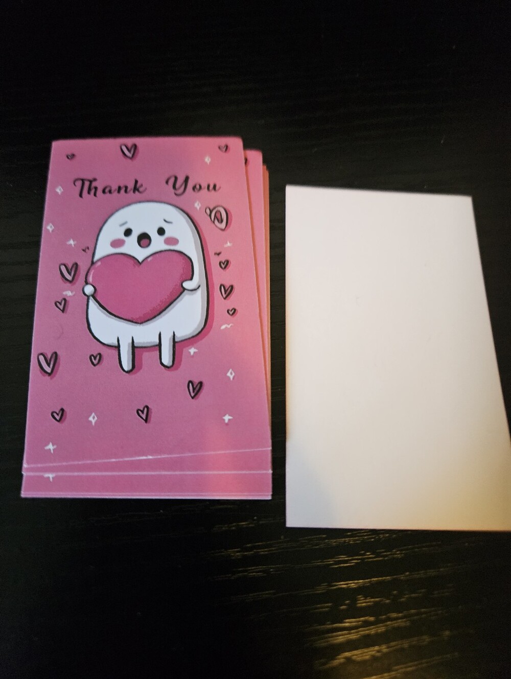 Pink Thank You Cards with Heart Character